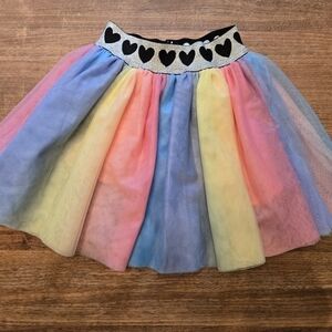 Size 4 Lola & The Boys Pastel Rainbow Tulle Skirt with Heart Elastic Waistband